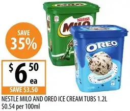 Supabarn Nestle milo and oreo ice cream tubs offer