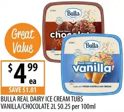 Supabarn Bulla real dairy ice cream tubs offer