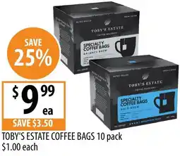 Supabarn Toby's estate coffee bags offer