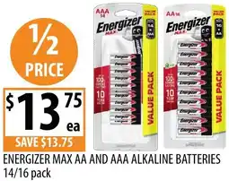 Supabarn Energizer max aa and aaa alkaline batteries offer