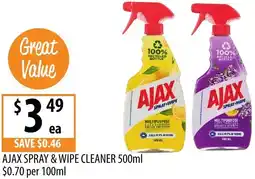 Supabarn Ajax spray & wipe cleaner offer