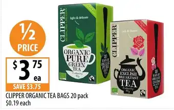 Supabarn CLIPPER ORGANIC TEA BAGS offer