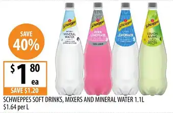 Supabarn SCHWEPPES SOFT DRINKS, MIXERS AND MINERAL WATER offer