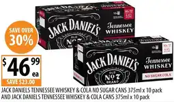 Supabarn Jack daniels tennessee whiskey & cola no sugar cans and jack daniels tennessee whiskey & cola cans offer