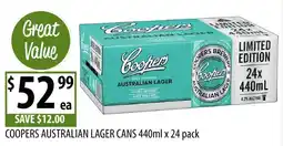 Supabarn Coopers australian lager cans offer