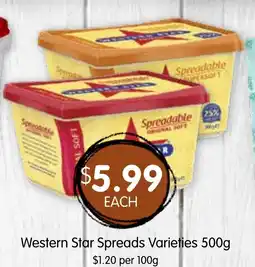 Spudshed Western star spreads varieties offer