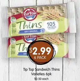 Spudshed Tip top sandwich thins varieties offer