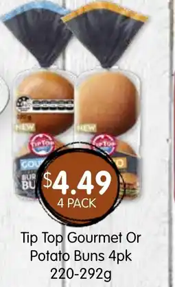 Spudshed Tip top gourmet or potato buns offer