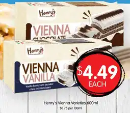 Spudshed Henry's vienna varieties offer