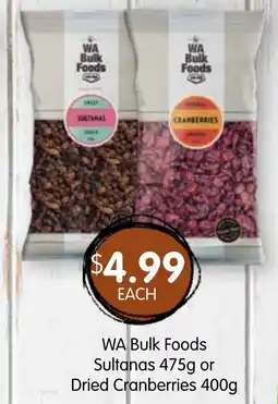 Spudshed Wa bulk foods sultanas offer