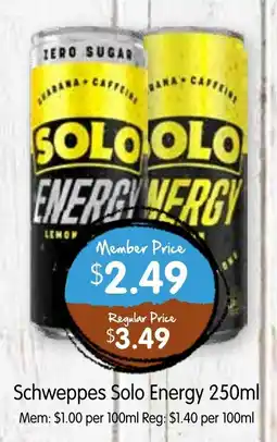 Spudshed Schweppes solo energy offer