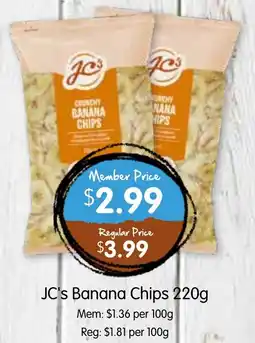 Spudshed Jc's banana chips offer