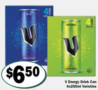 Friendly Grocer V energy drink can varieties offer