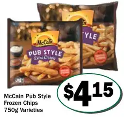 Friendly Grocer Mccain pub style frozen chips varieties offer