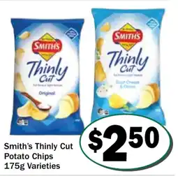 Friendly Grocer Smith's thinly cut potato chips varieties offer
