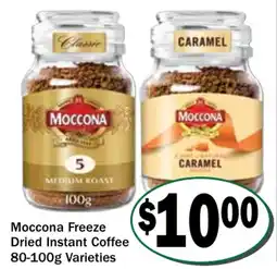 Friendly Grocer Moccona freeze dried instant coffee varieties offer