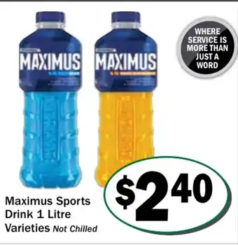 Friendly Grocer Maximus sports drink varieties offer