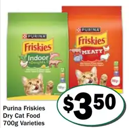 Friendly Grocer Purina friskies dry cat food varieties offer