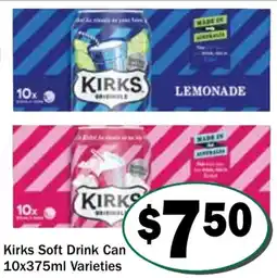 Friendly Grocer Kirks Soft Drink Can Varieties offer