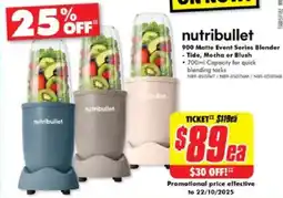 The Good Guys Nutribullet 900 matte event series blender - tide, mocha or blush offer