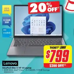 The Good Guys Lenovo ideapad slim 3 14" 15 laptop offer