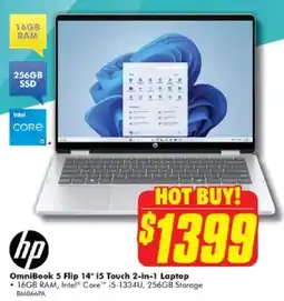 The Good Guys Omnibook 5 flip 14" 15 touch 2-in-1 laptop offer