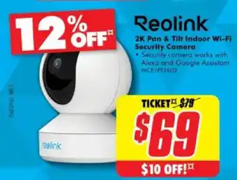 The Good Guys Reolink 2k pan & tilt indoor wi-fi security camera offer