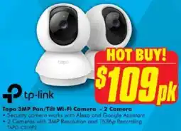 The Good Guys Tp-link tapo 3mp pan/tilt wi-fi camera - 2 camera offer