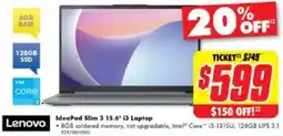 The Good Guys Lenovo ideapad slim 3 15.6" 13 laptop offer