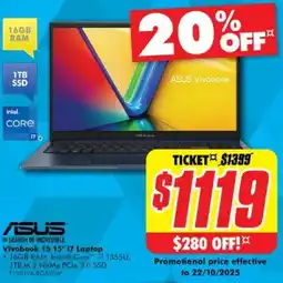 The Good Guys Asus vivobook 15 15" 17 laptop offer