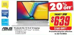 The Good Guys Asus vivobook go 15 15.6" 13 laptop offer