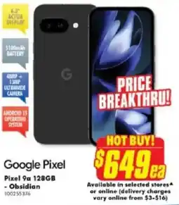 The Good Guys Google Pixel Pixel 9a 128GB - Obsidian offer