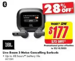 The Good Guys Jbl live beam 3 noise cancelling earbuds offer