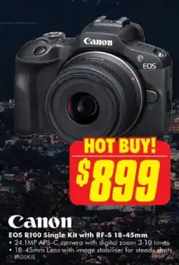 The Good Guys Canon eos r100 single kit with rf-s 18-45mm offer