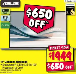 JB Hi-Fi ASUS 14" Zenbook Notebook offer