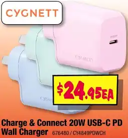 JB Hi-Fi CYGNETT Charge & Connect 20W USB-C PD Wall Charger offer