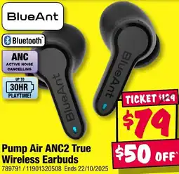 JB Hi-Fi BlueAnt Pump Air ANC2 True Wireless Earbuds offer
