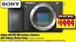 JB Hi-Fi SONY Alpha Mirrorless Camera offer