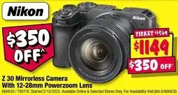 JB Hi-Fi Nikon Z 30 Mirrorless Camera offer