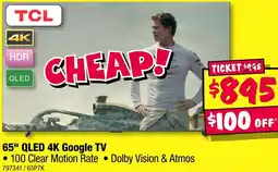 JB Hi-Fi TCL 65" QLED 4K Google TV offer