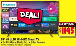 JB Hi-Fi Hisense 65" 4K ULED Mini-LED Smart TV offer