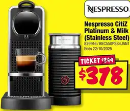 JB Hi-Fi Nespresso Citiz Platinum & Milk offer
