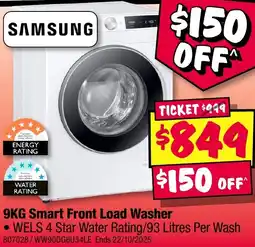 JB Hi-Fi SAMSUNG Smart Front Load Washer offer