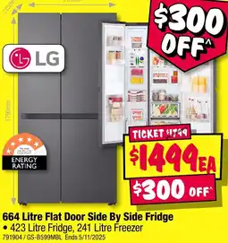 JB Hi-Fi Flat Door Side By Side Fridge offer