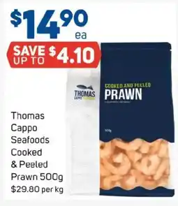 Foodland Thomas cappo seafoods cooked & peeled prawn offer