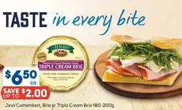 Foodland Jindi camembert, brie or triple cream brie offer
