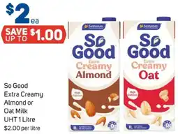 Foodland So good extra creamy almond or oat milk uht offer