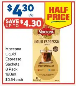 Foodland Moccona liquid espresso sachets offer