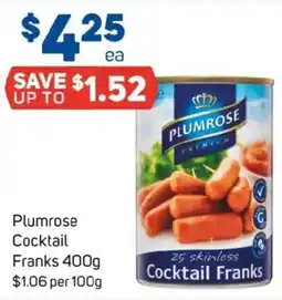Foodland Plumrose cocktail franks offer
