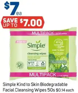 Foodland Simple kind to skin biodegradable facial cleansing wipes offer